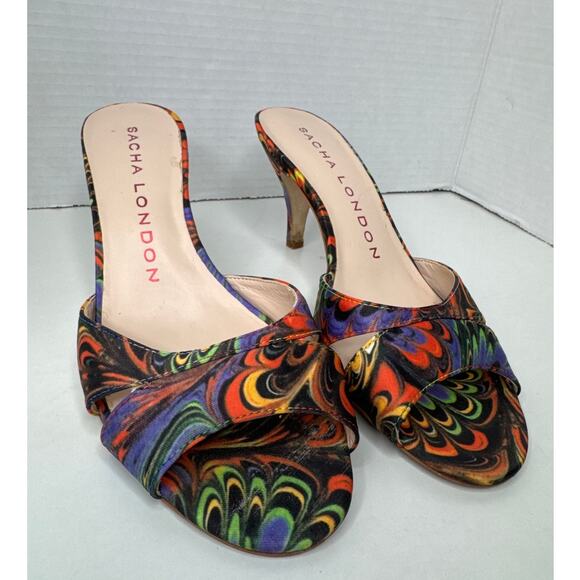 Sacha London Mulit-Colored Mules open toe Heels 8 - Picture 6 of 12